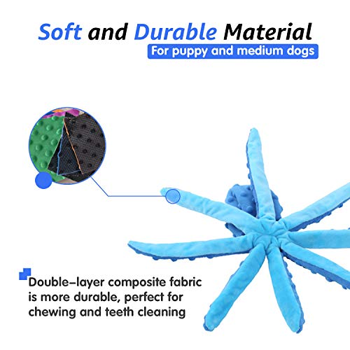 HYAKUSEI Plush Octopus Squeaky Dog Chew Toys, 2-Pack