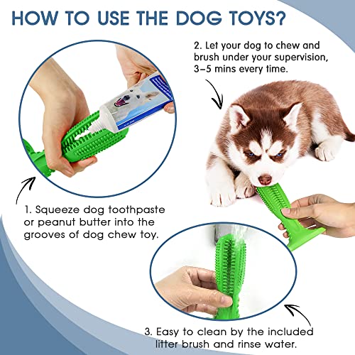 RUCACIO Tough Durable Dog Chew Toothbrush Toy Set