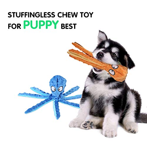 HYAKUSEI Plush Octopus Squeaky Dog Chew Toys, 2-Pack
