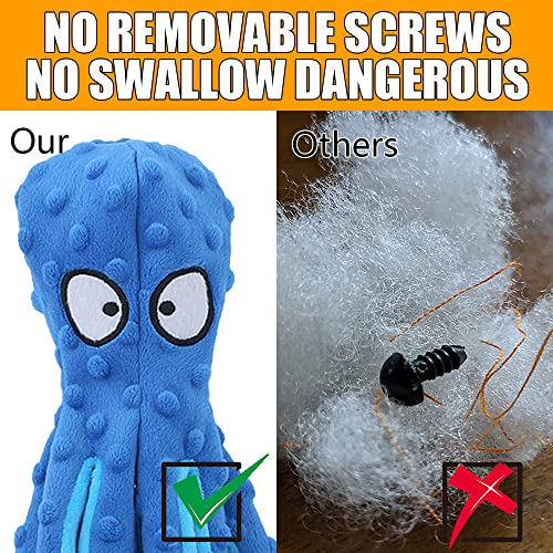 Blue Octopus Dog Chew Toy with Squeaky Sound