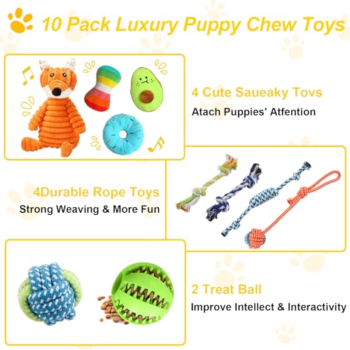 10-Pack Luxury Puppy Teething Toy Set for Small Dogs