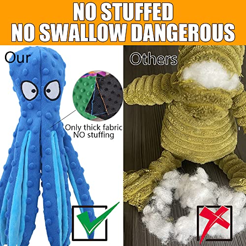 Blue Octopus Dog Chew Toy with Squeaky Sound