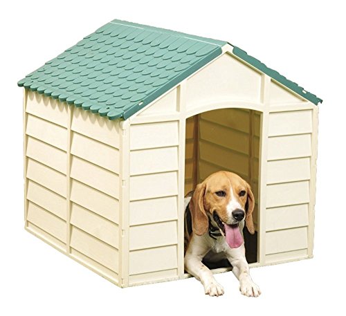 Durable Plastic Dog Kennel - Beige Green Color