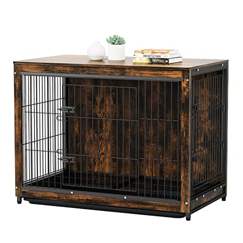 BingoPaw 38" Wooden Dog Crate Furniture: Indoor Pet Kennel