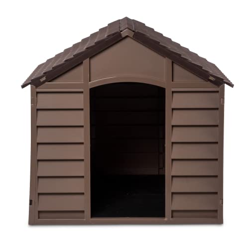 Large Plastic Dog Kennel Pet Shelter - Mocha/Chocolate