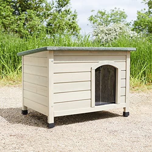 Sage Grey Wooden Dog Kennel with Lift-Up Roof