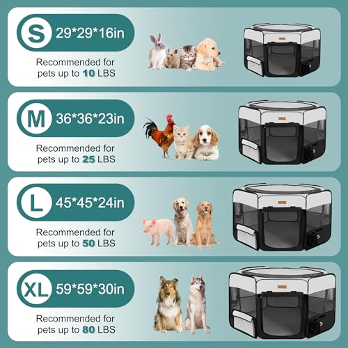 Akinerri Foldable Dog Playpen with Removable Mesh Cover