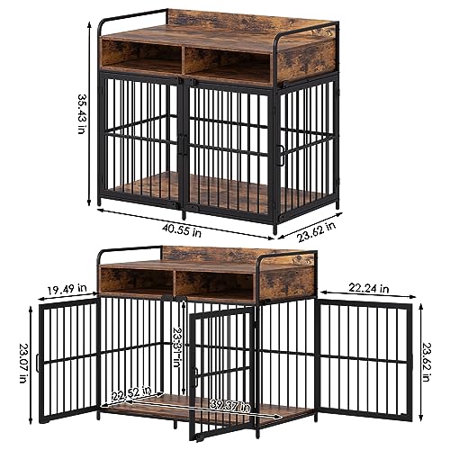 Jehiatek Large Dog Crate Table with Storage Drawers