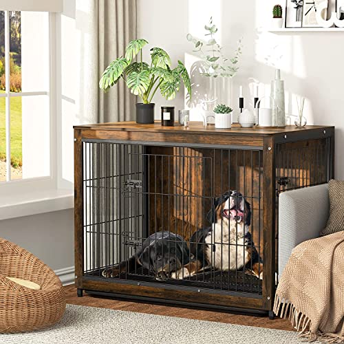 BingoPaw 38" Wooden Dog Crate Furniture: Indoor Pet Kennel