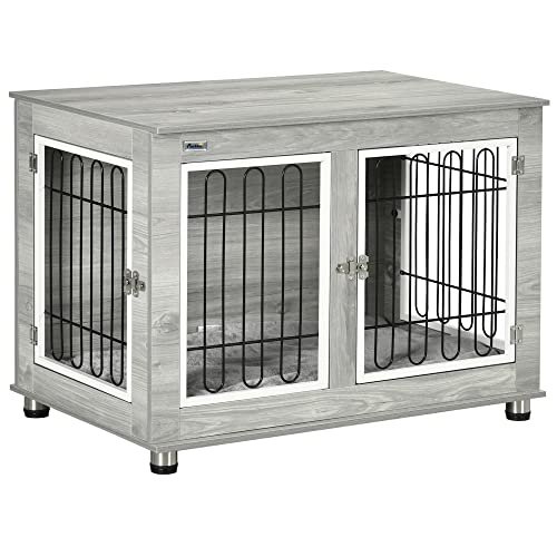 PawHut Large Indoor Dog Crate End Table, Wire Mesh