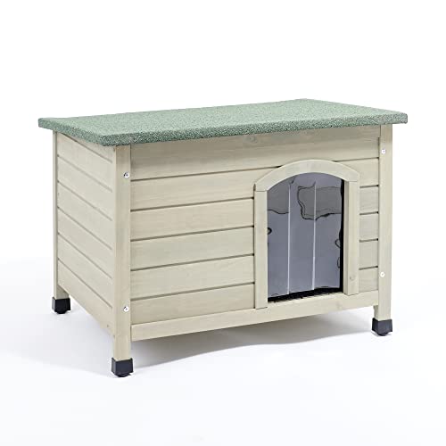 Sage Grey Wooden Dog Kennel with Lift-Up Roof