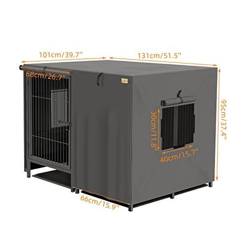 Indestructible Double Dog Kennel with Waterproof Cover - 51.5