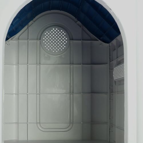 Lanco Small Dog Kennel: Indoor/Outdoor, Ventilated, Durable. Blue/White