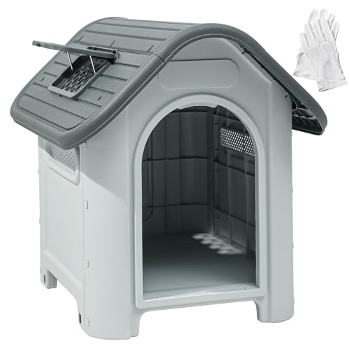 YITAHOME Water Resistant Plastic Dog House, Grey (75×59.2×66 cm)