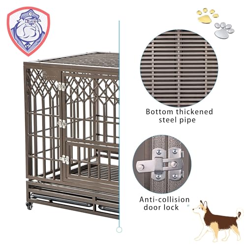 42" Heavy Duty Dog Crate Indoor/Outdoor Metal Kennel