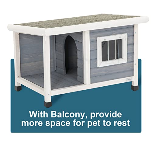 Outdoor Wooden Dog House with Steel Window