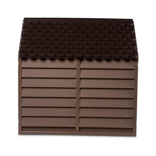 Large Plastic Dog Kennel Pet Shelter - Mocha/Chocolate