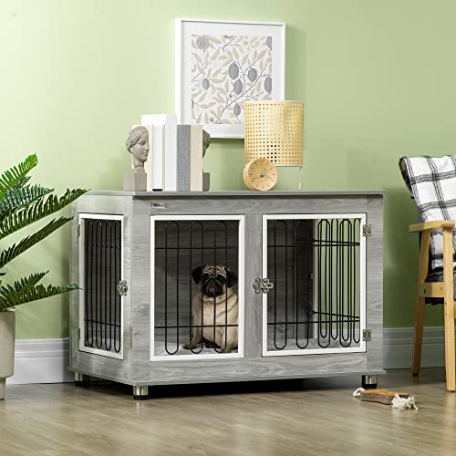 PawHut Large Indoor Dog Crate End Table, Wire Mesh