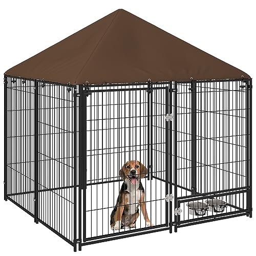 Outdoor Dog Kennel Playpen with Canopy 141 x 141 x 151 cm