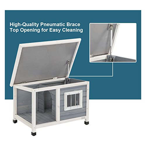 Outdoor Wooden Dog House with Steel Window