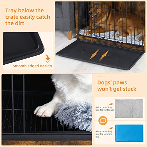 BingoPaw 38" Wooden Dog Crate Furniture: Indoor Pet Kennel