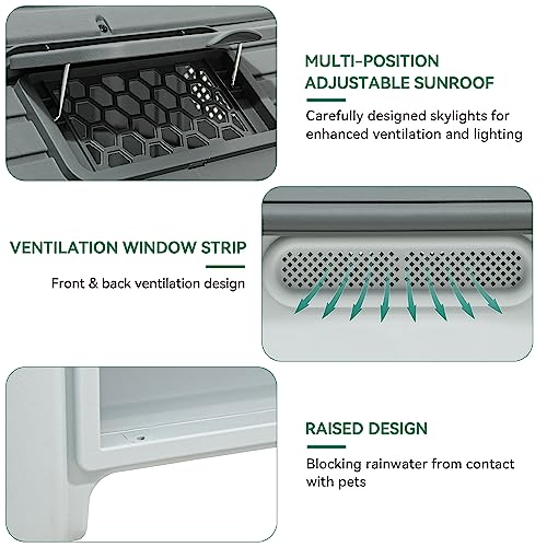 YITAHOME Water Resistant Plastic Dog House, Grey (75×59.2×66 cm)