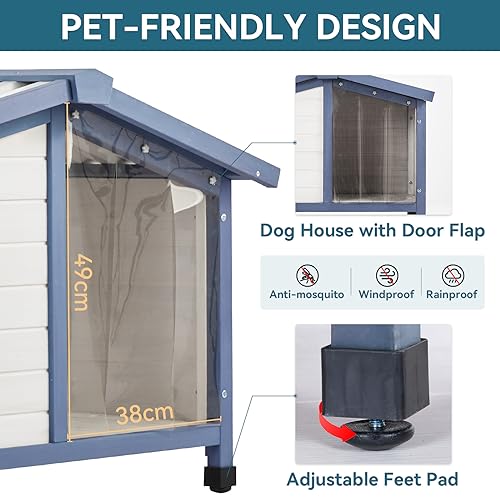 Petsfit Outdoor Wooden Dog House with Waterproof Roof