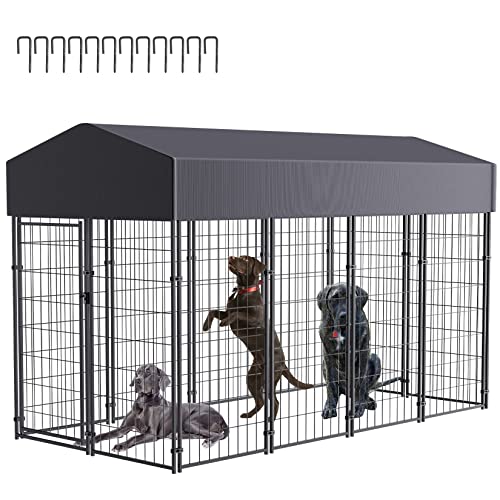 XL Outdoor Dog Kennel: Heavy Duty Pet House/Wire Cage with Canopy Roof