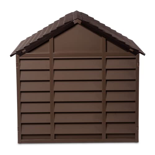 Large Plastic Dog Kennel Pet Shelter - Mocha/Chocolate