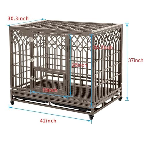 42" Heavy Duty Dog Crate Indoor/Outdoor Metal Kennel