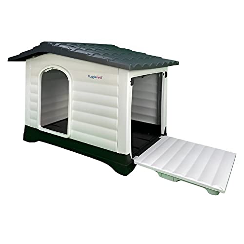 HugglePets Plastic Dog Kennel - Easy Clean Weatherproof Pet House