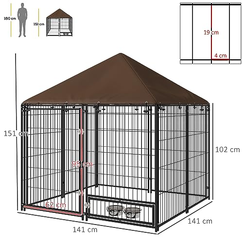 Outdoor Dog Kennel Playpen with Canopy 141 x 141 x 151 cm