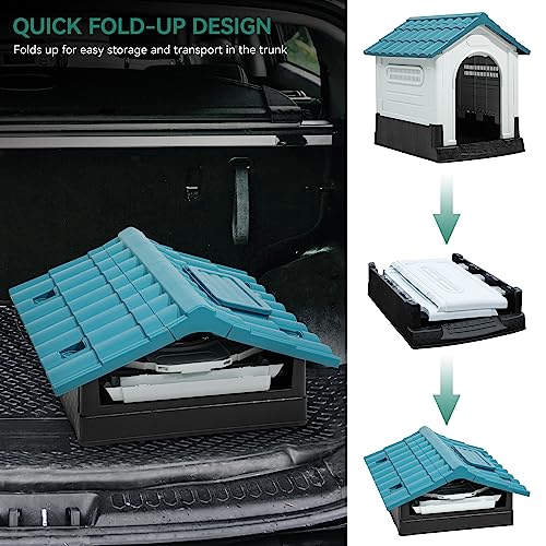 YITAHOME Blue Plastic Dog Kennel for Indoor/Outdoor Use