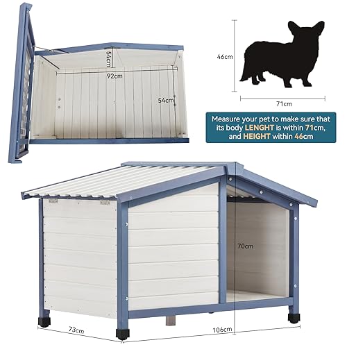 Petsfit Outdoor Wooden Dog House with Waterproof Roof