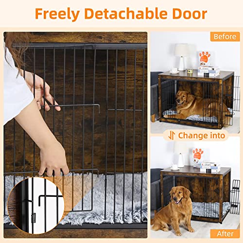 BingoPaw 38" Wooden Dog Crate Furniture: Indoor Pet Kennel