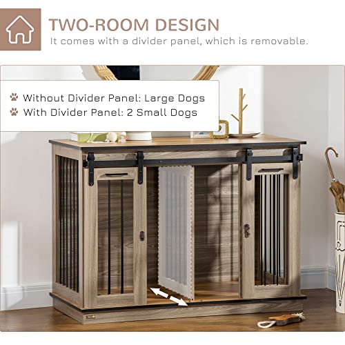 PawHut Large Dog Crate Furniture with Sliding Doors