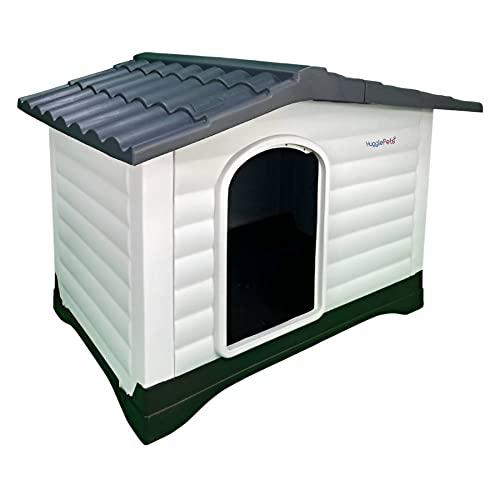 HugglePets Plastic Dog Kennel - Easy Clean Weatherproof Pet House