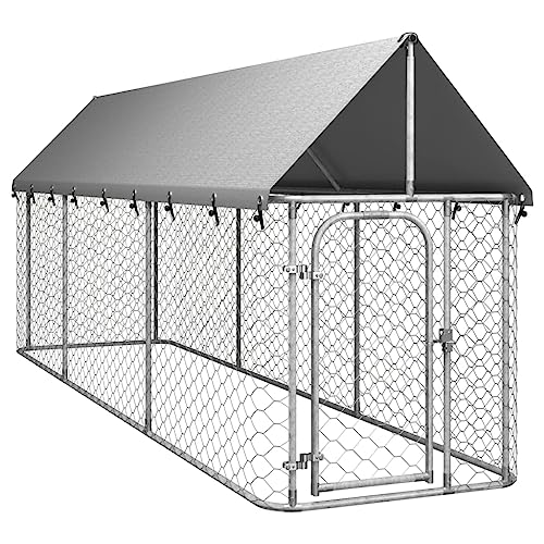 vidaXL Outdoor Dog Kennel with Roof for Patio