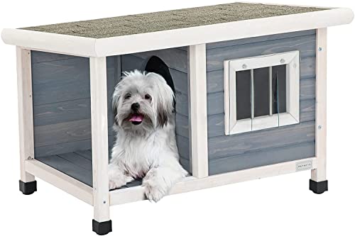Outdoor Wooden Dog House with Steel Window