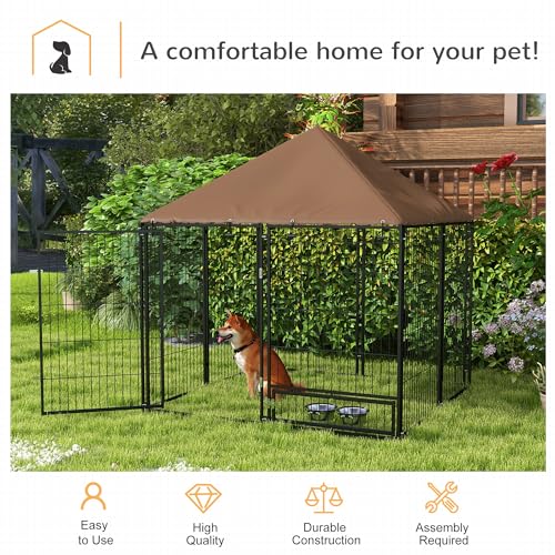 Outdoor Dog Kennel Playpen with Canopy 141 x 141 x 151 cm