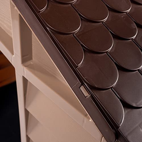 Large Plastic Dog Kennel Pet Shelter - Mocha/Chocolate