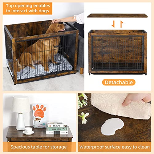 BingoPaw 38" Wooden Dog Crate Furniture: Indoor Pet Kennel