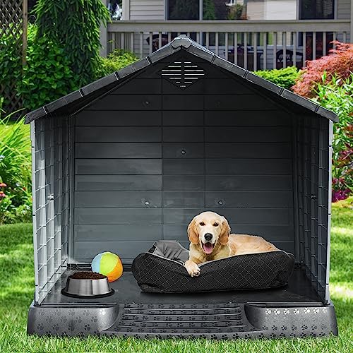YITAHOME Large Plastic Dog House Kennel, UV-Resistant, Sturdy