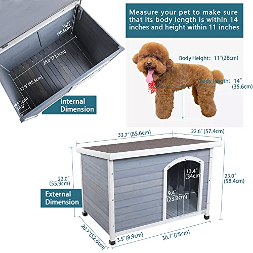 Petsfit Insulated Wooden Dog House with Pitched Roof