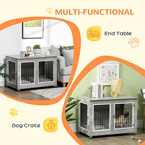 PawHut Large Indoor Dog Crate End Table, Wire Mesh