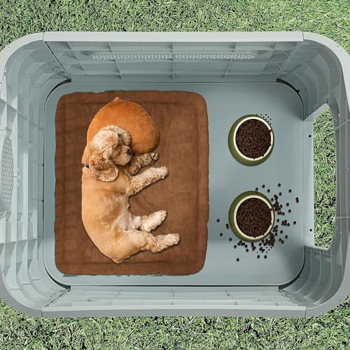 Lanco Small Dog Kennel: Indoor/Outdoor, Ventilated, Durable. Blue/White