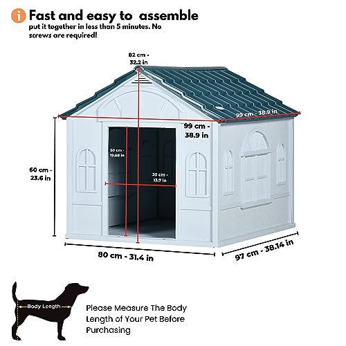 Large Waterproof Plastic Dog House for Indoor/Outdoor Use