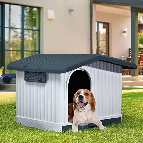 YITAHOME Large Plastic Dog House, Indoor Outdoor Kennel