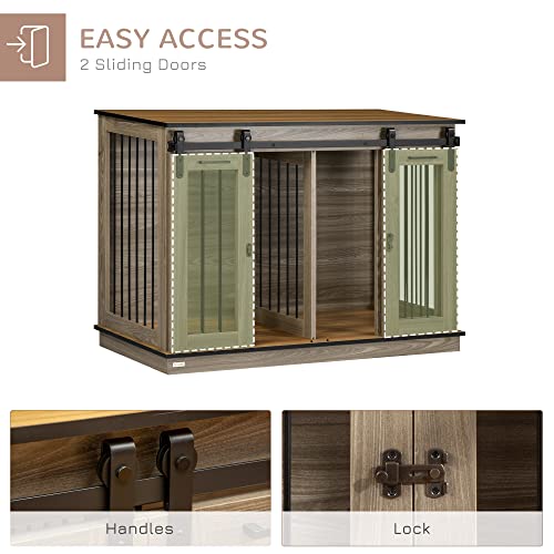 PawHut Large Dog Crate Furniture with Sliding Doors