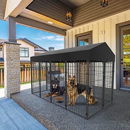 XL Outdoor Dog Kennel: Heavy Duty Pet House/Wire Cage with Canopy Roof